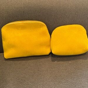 Portland Leather Mustard Suede Pouch (Set  of 2)